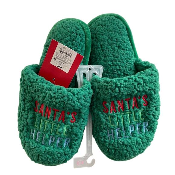 Wondershop‎ Slip On Slippers "Santa's Little Helper" Size 4-5 Kids - Picture 1 of 3